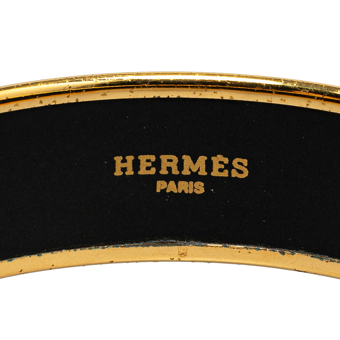 Hermès Wide Printed Enamel Bangle 65 Blue - GABY PARIS