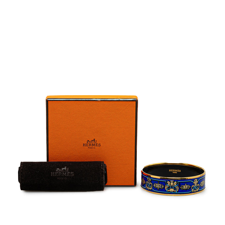 Hermès Wide Printed Enamel Bangle 65 Blue - GABY PARIS