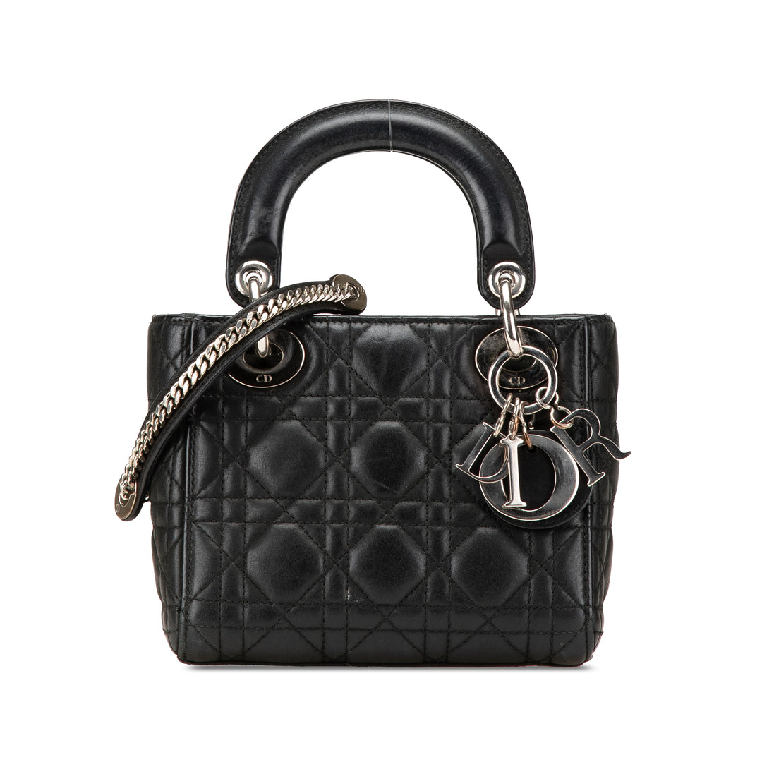 Mini Lambskin Cannage Lady Dior Black - Gaby Paris
