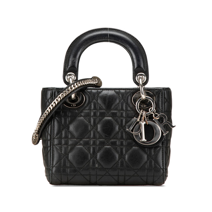 Mini Lambskin Cannage Lady Dior Black - Gaby Paris