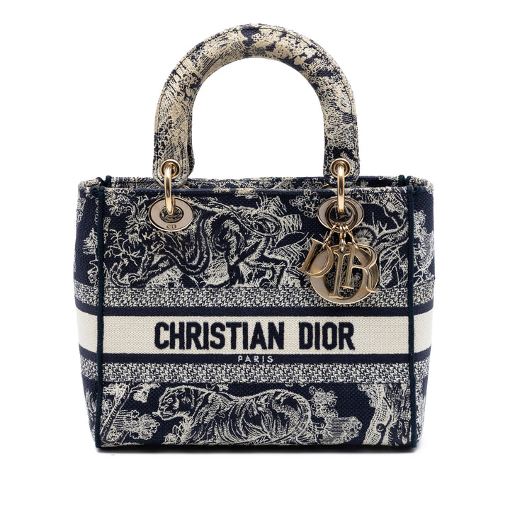 Dior Medium brodé Toile Toile de Jouy Lady D Lite