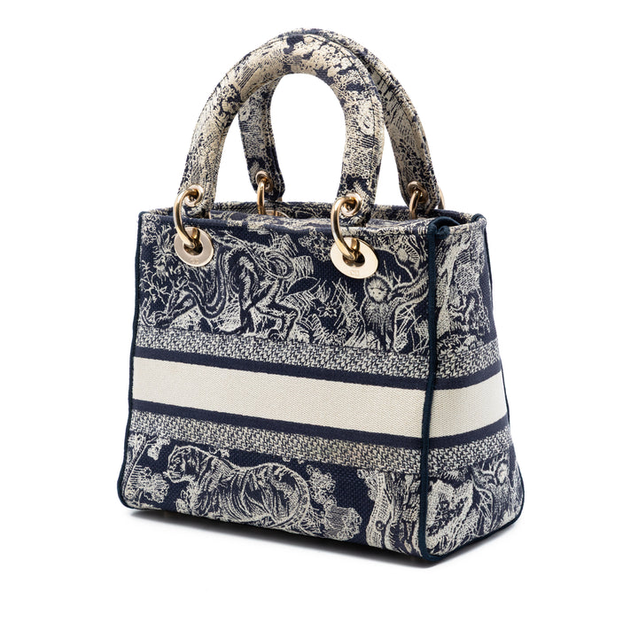 Dior Medium brodé Toile Toile de Jouy Lady D Lite