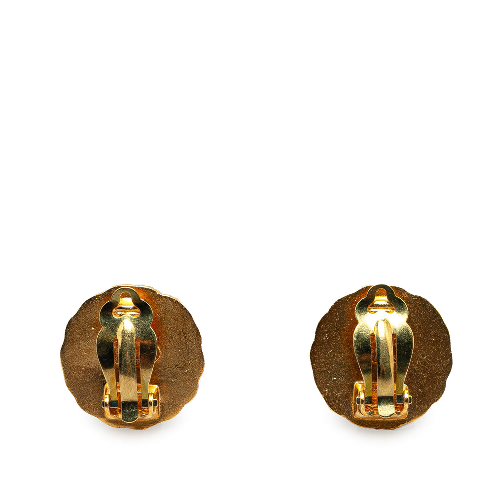 Gold Plated CC Clip On Earrings Orange - Gaby Paris