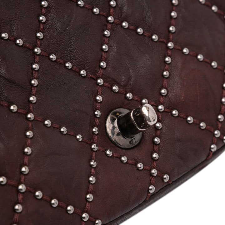 Washed Lambskin Studded Metal Beauty Flap Red - Gaby Paris