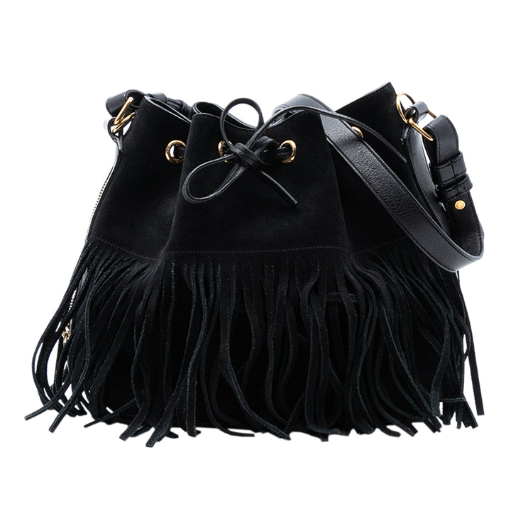 Saint Laurent Small Daim Emmanuelle Fringe Bucket Sac