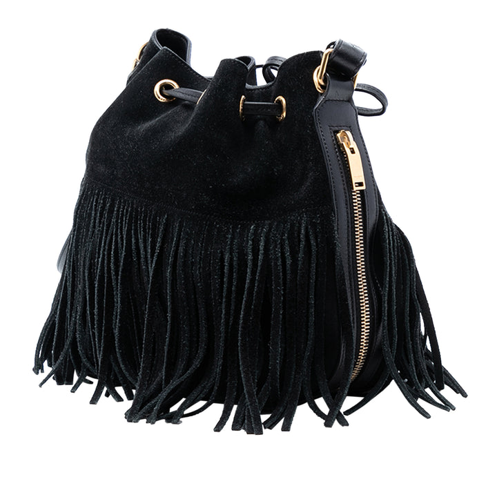 Saint Laurent Small Daim Emmanuelle Fringe Bucket Sac