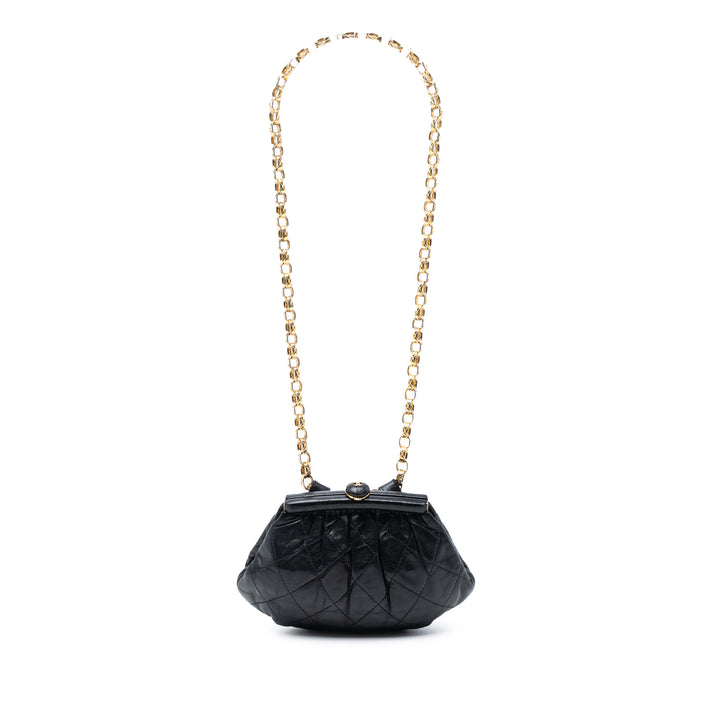 Chanel Quilted Cuir d’agneau Frame Bijoux Chain Kiss Lock Belt Bag Noir