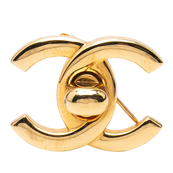 Chanel plaqué CC Turnlock Broche