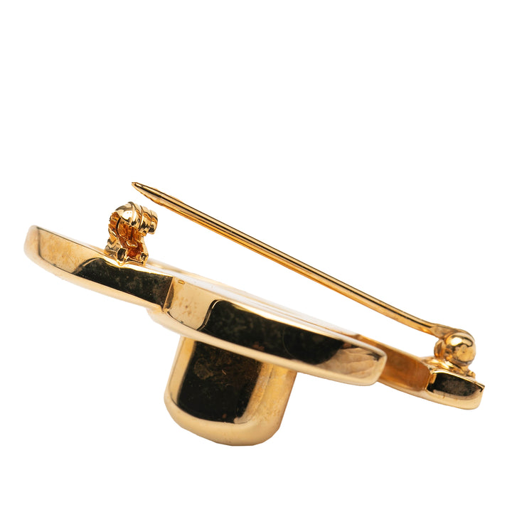 Chanel plaqué CC Turnlock Broche