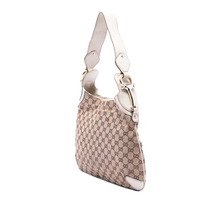 Gucci GG Horsebit Creole Hobo Sac Toile