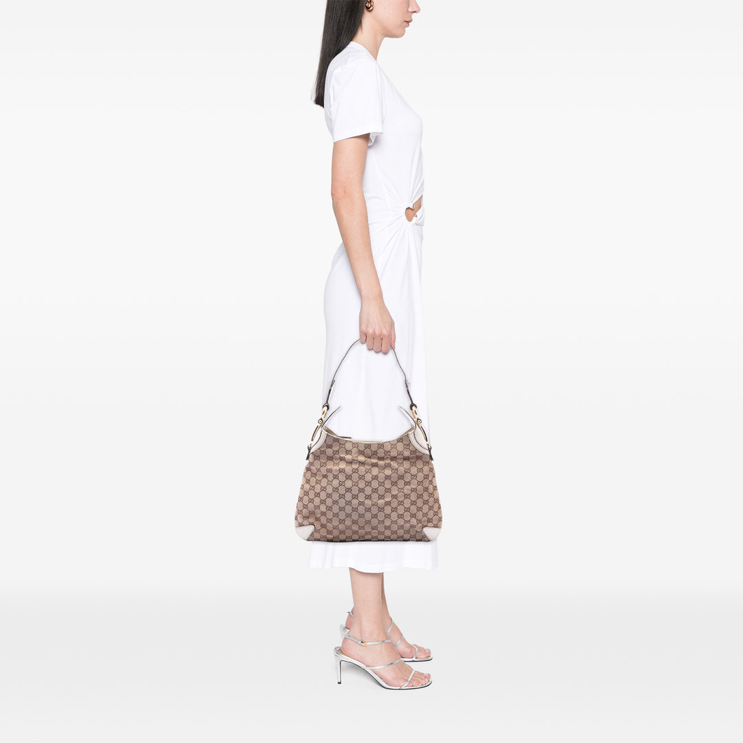 Gucci GG Horsebit Creole Hobo Sac Toile