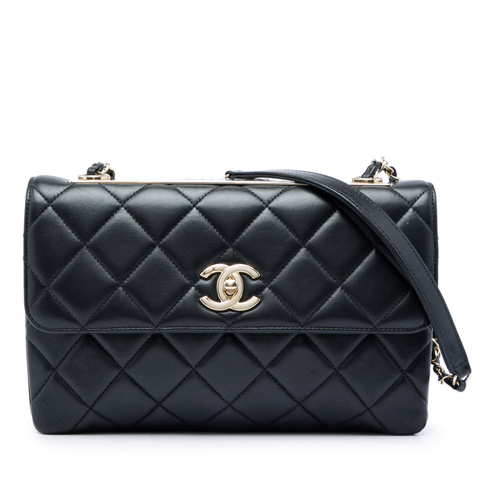 Chanel Trendy CC à rabat Moyen Cuir d'agneau Noir – vue principale – GABY PARIS
