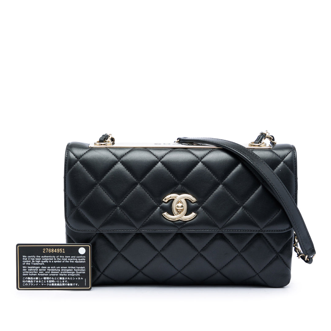 Chanel Trendy CC à rabat Moyen Cuir d'agneau Noir – vue 6 – GABY PARIS