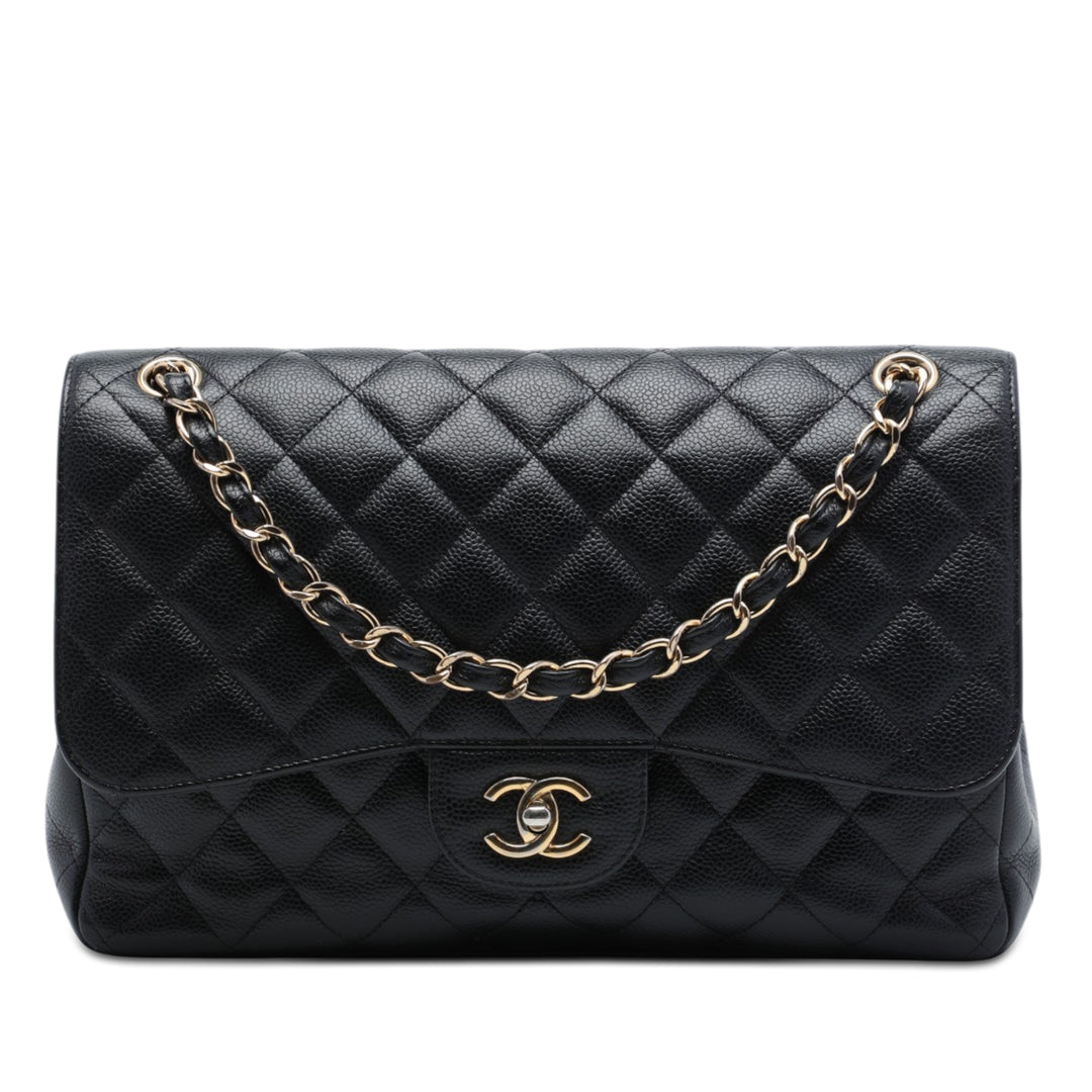 Chanel Classic Double rabat Jumbo Cuir caviar