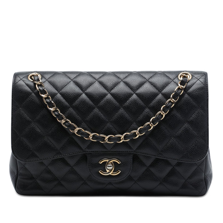Chanel Classic Double rabat Jumbo Cuir caviar