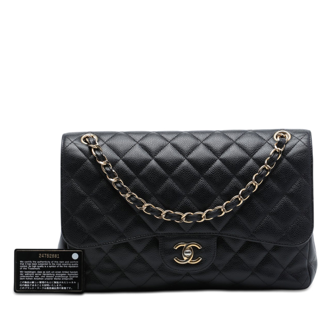 Chanel Classic Double rabat Jumbo Cuir caviar