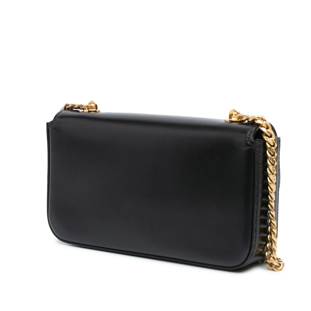 Leather Triomphe Claude Chain Shoulder Bag Black - Gaby Paris