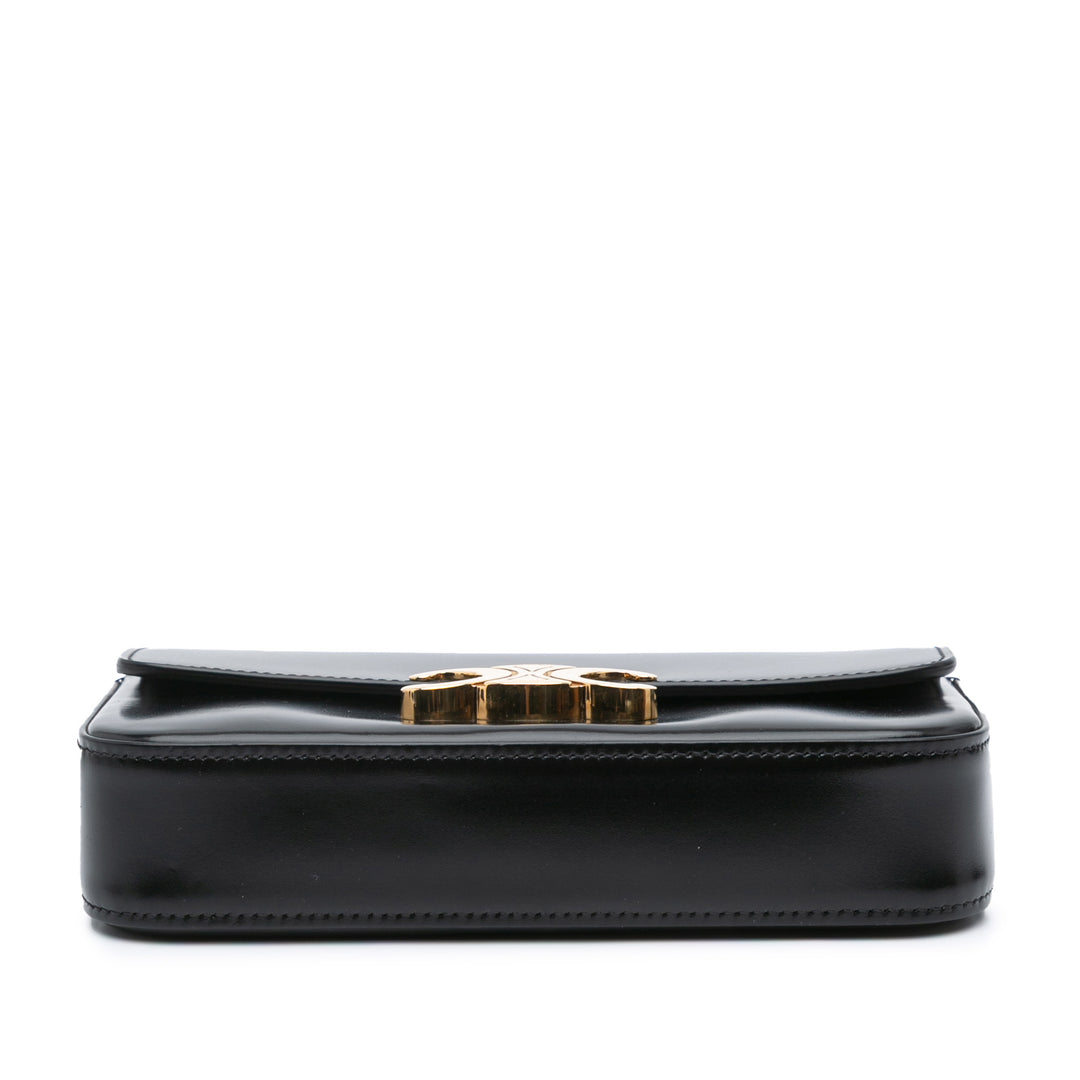 Leather Triomphe Claude Chain Shoulder Bag Black - Gaby Paris