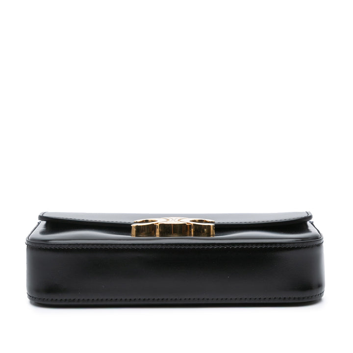 Leather Triomphe Claude Chain Shoulder Bag Black - Gaby Paris