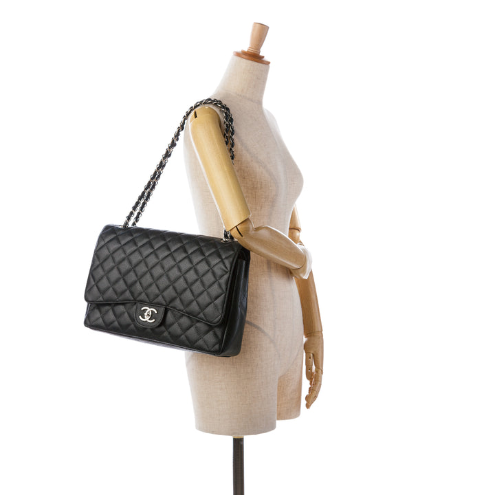 Chanel Maxi Classic Caviar Double Flap Black - GABY PARIS