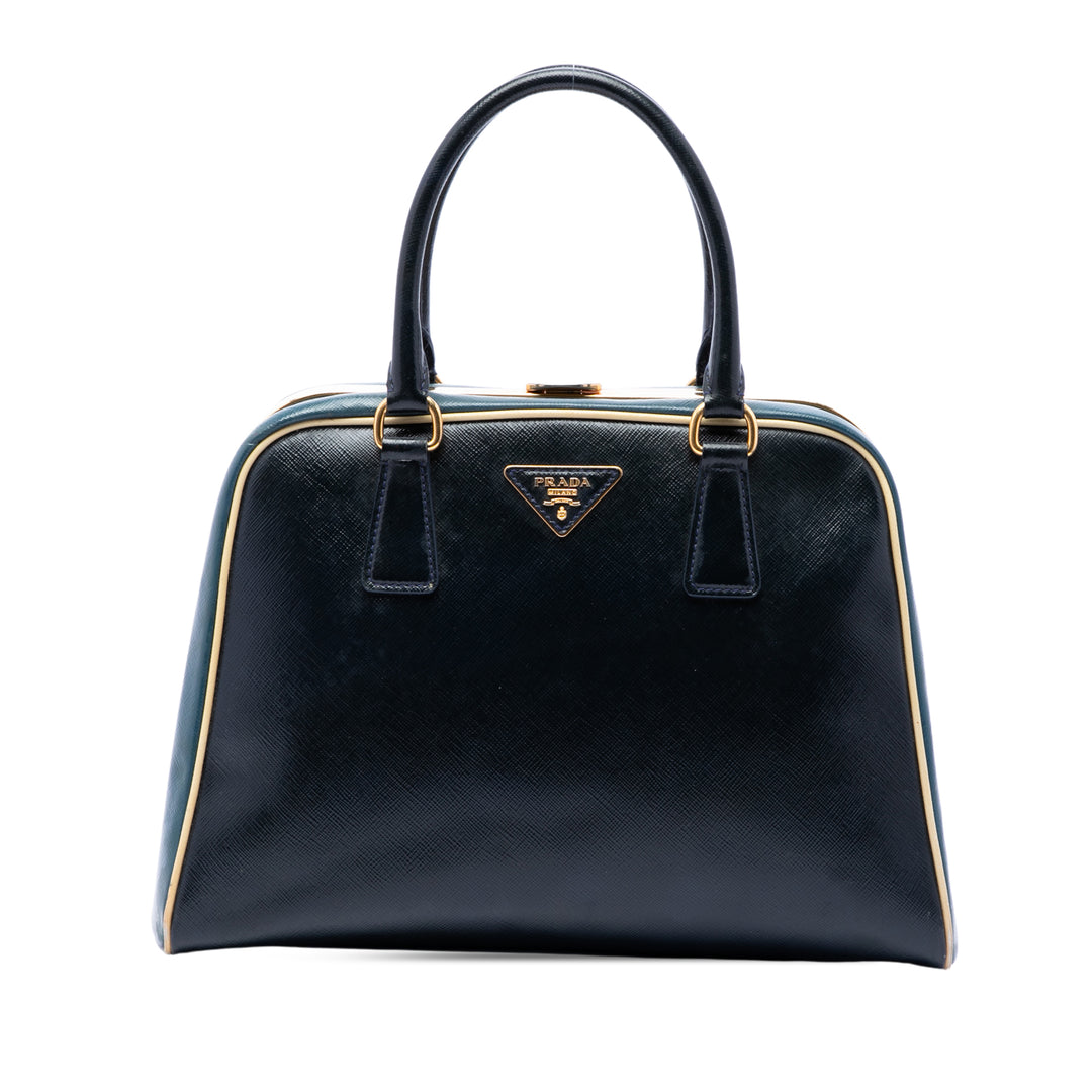 Bicolore Vernice Pyramid Sac structuré Saffiano Bleu