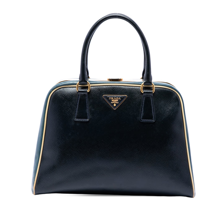 Bicolore Vernice Pyramid Sac structuré Saffiano Bleu