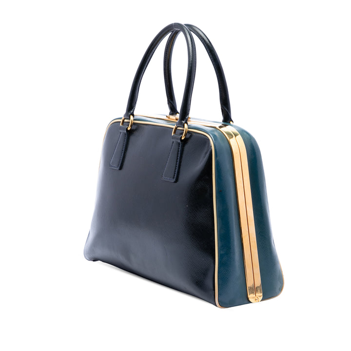 Bicolore Vernice Pyramid Sac structuré Saffiano Bleu
