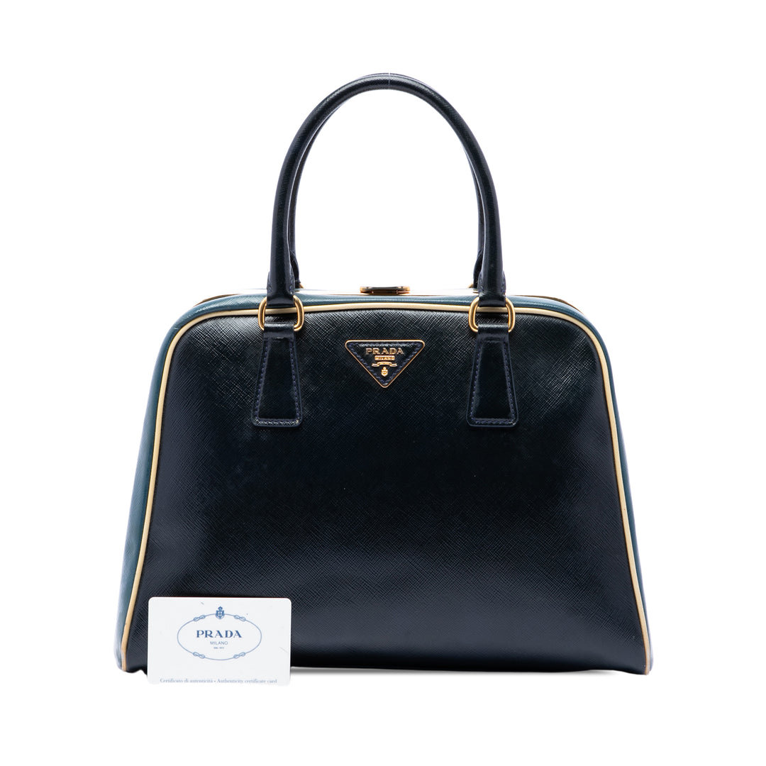 Bicolore Vernice Pyramid Sac structuré Saffiano Bleu