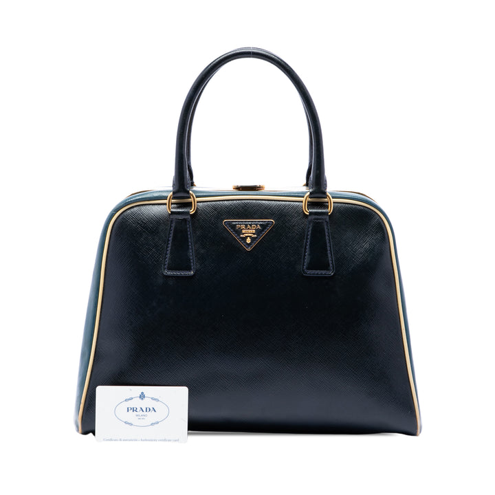 Bicolore Vernice Pyramid Sac structuré Saffiano Bleu