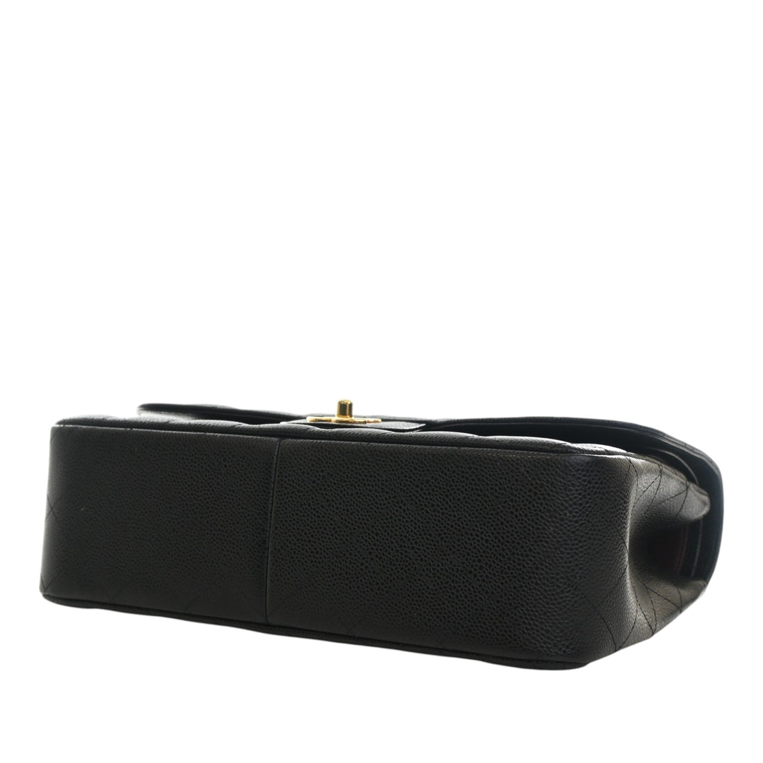 Classic Double rabat Jumbo Cuir caviar Noir