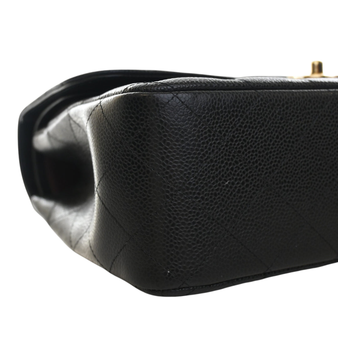 Classic Double rabat Jumbo Cuir caviar Noir