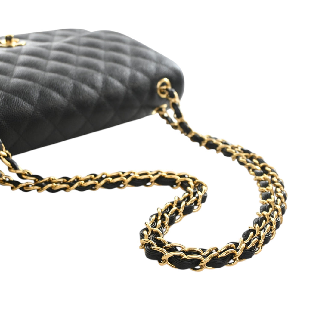 Classic Double rabat Jumbo Cuir caviar Noir