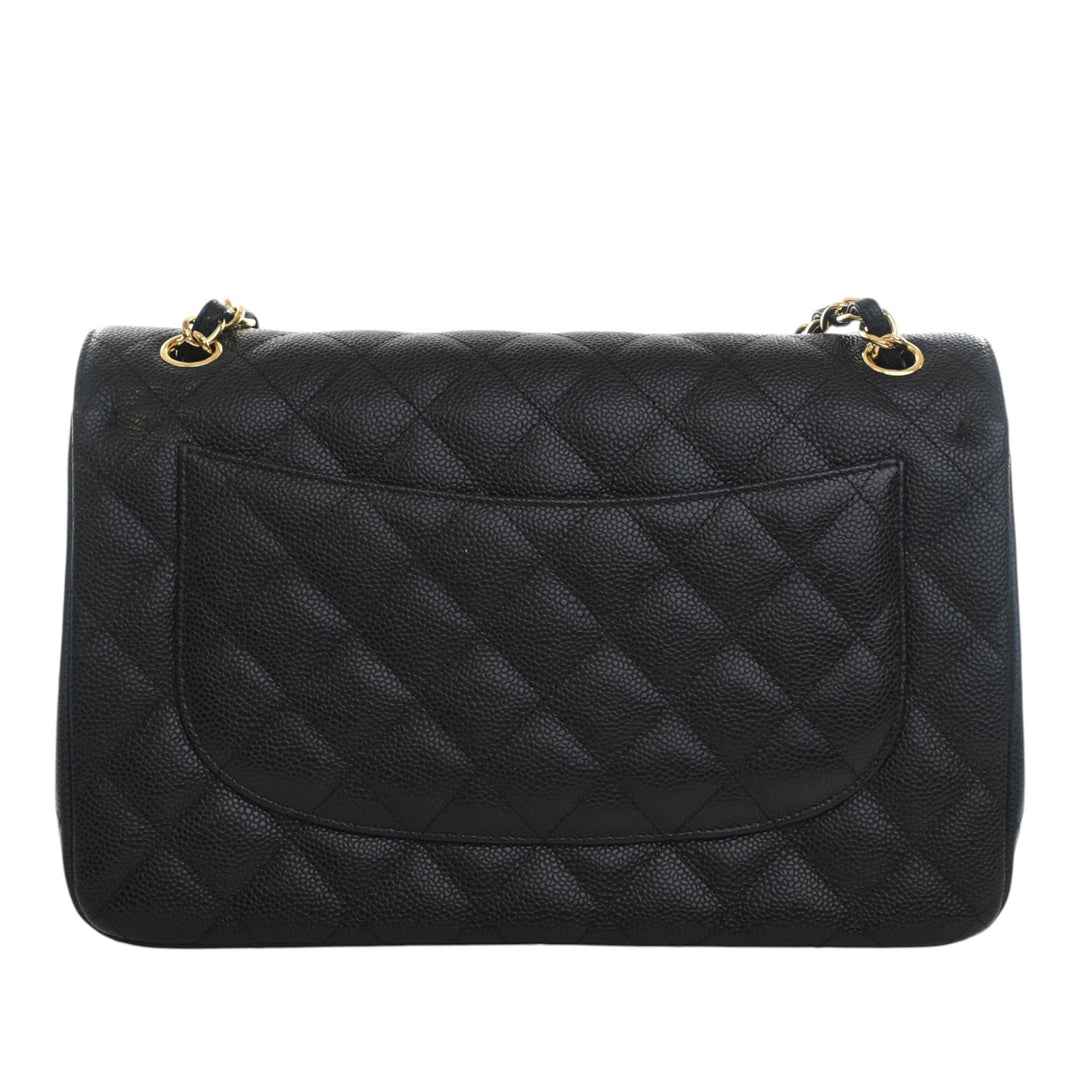 Classic Double rabat Jumbo Cuir caviar Noir