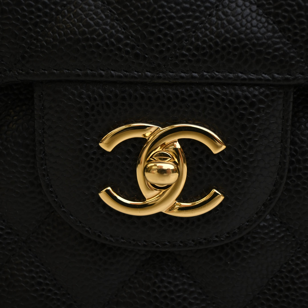 Classic Double rabat Jumbo Cuir caviar Noir