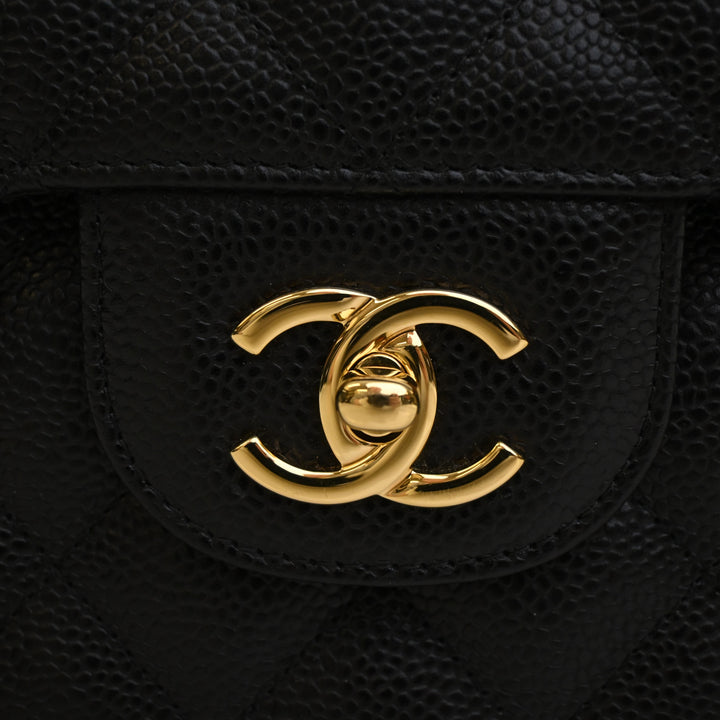 Classic Double rabat Jumbo Cuir caviar Noir