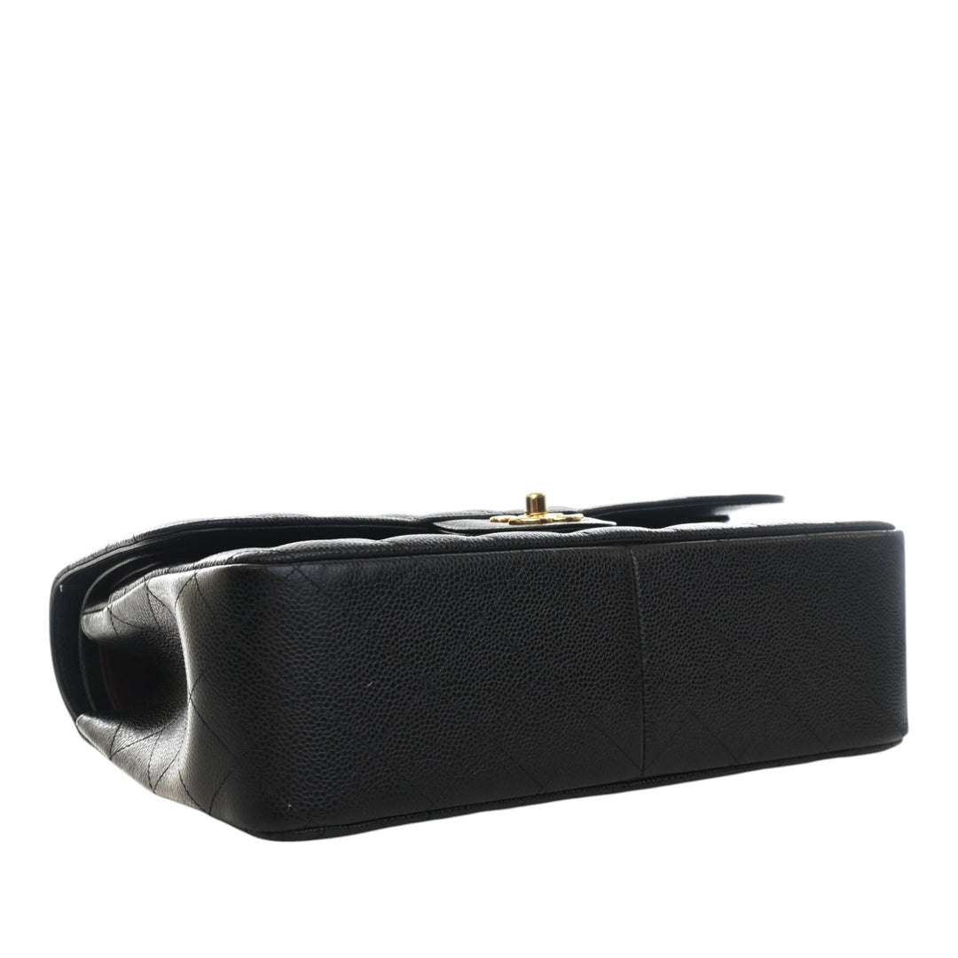 Classic Double rabat Jumbo Cuir caviar Noir