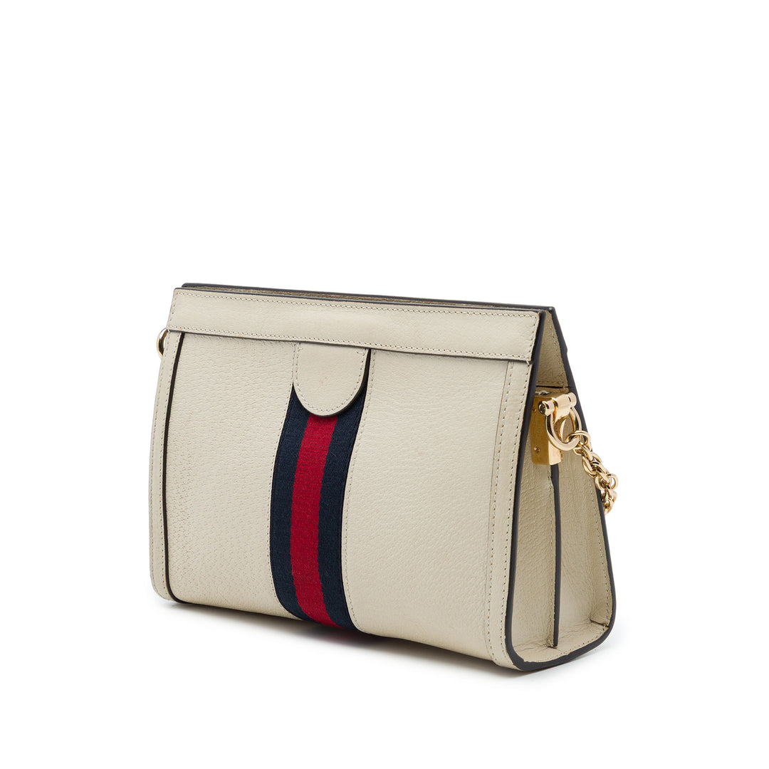 Gucci Sac bandoulière Web Ophidia Chaîne Petit Cuir de veau Blanc – vue 2 – GABY PARIS