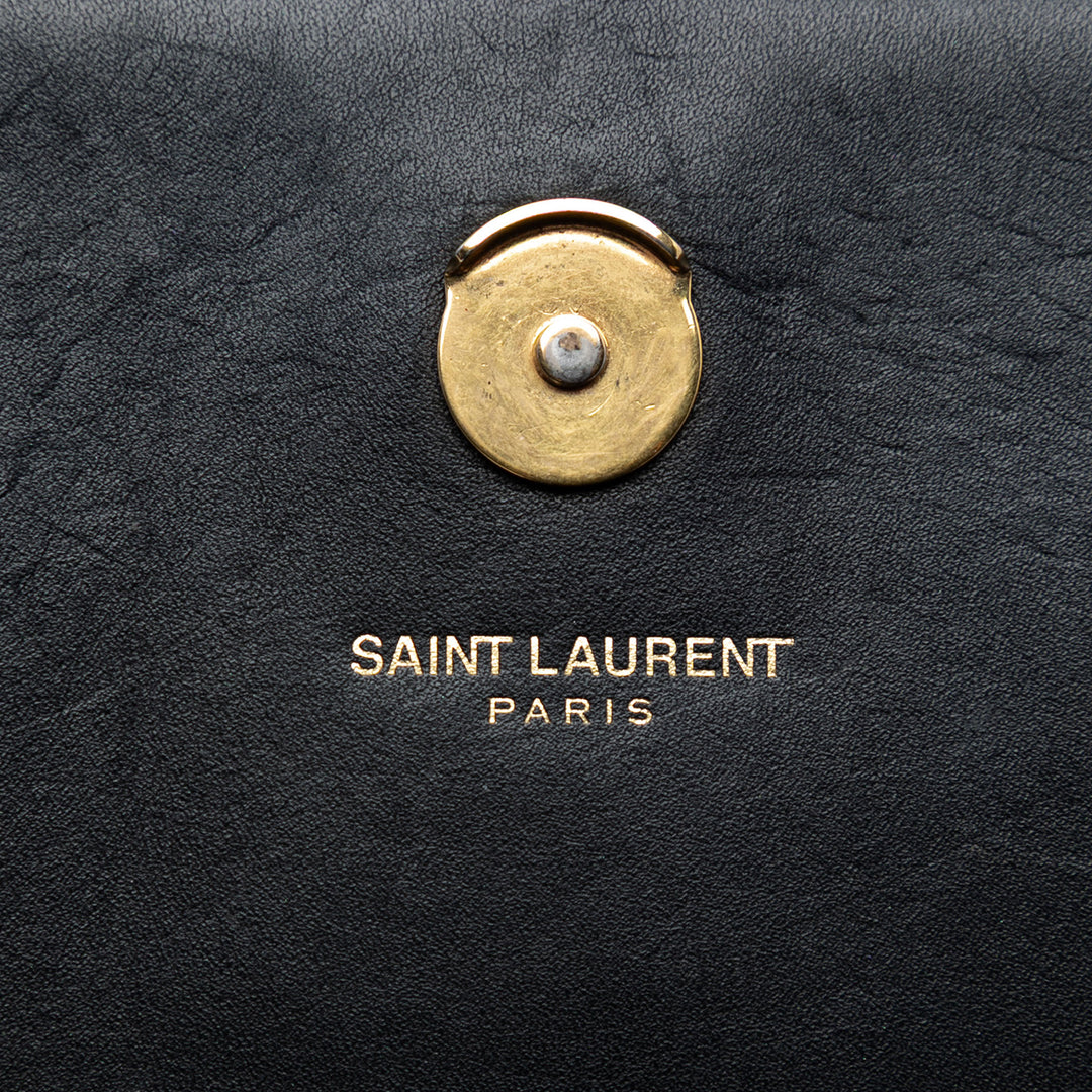Saint Laurent Smooth Cuir de veau Monogram Kate Pompon Chain Portefeuille