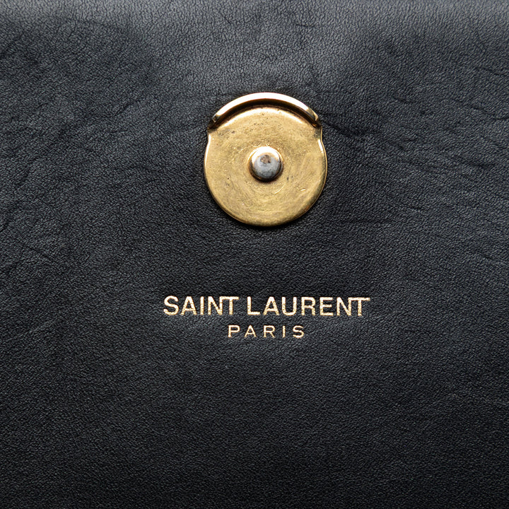 Saint Laurent Smooth Cuir de veau Monogram Kate Pompon Chain Portefeuille