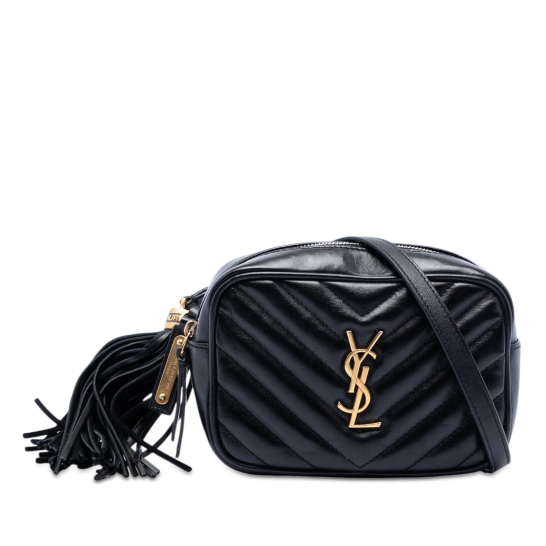 Saint Laurent Mini Matelasse Cuir de veau Monogram Lou Pompon Sac caméra