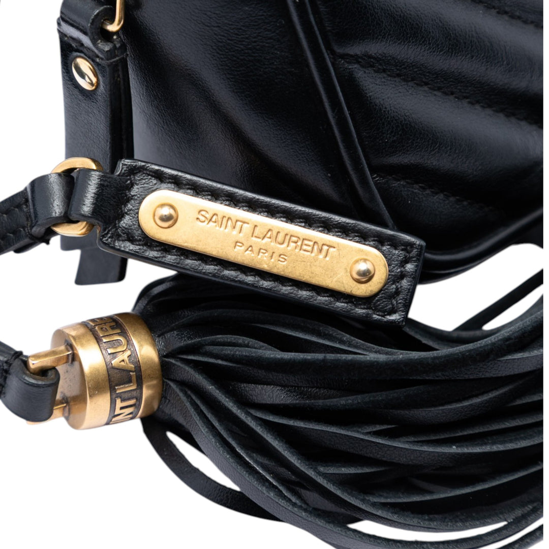 Saint Laurent Mini Matelasse Cuir de veau Monogram Lou Pompon Sac caméra