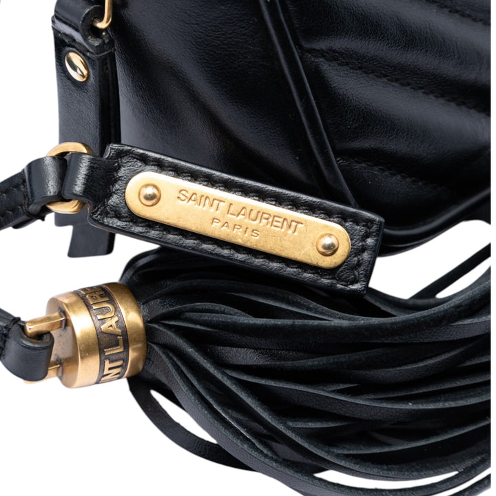 Saint Laurent Mini Matelasse Cuir de veau Monogram Lou Pompon Sac caméra