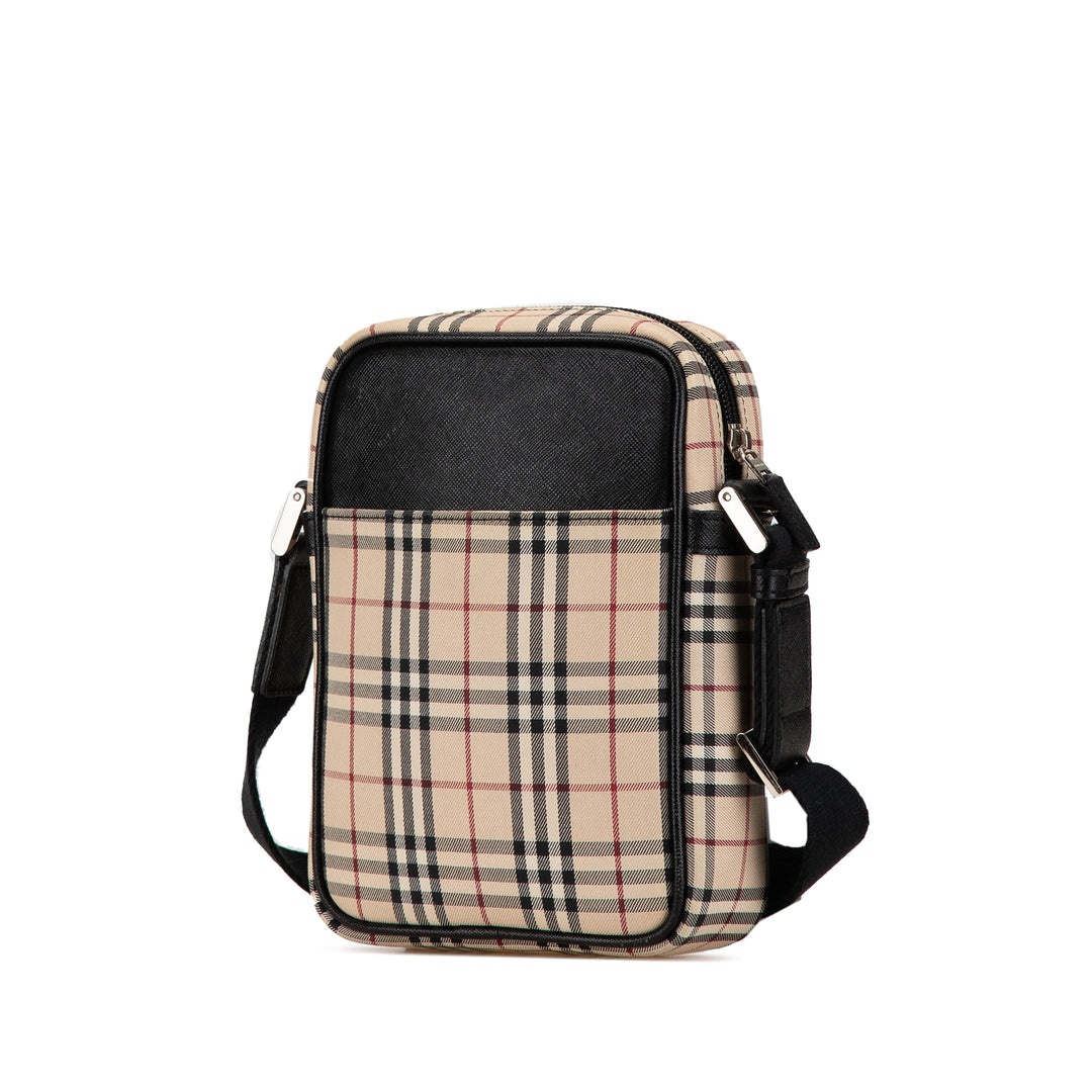 House Check Canvas Crossbody Brown - Gaby Paris