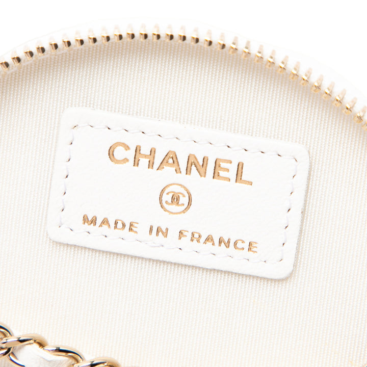 Chanel Matelassé Chaîne et Charm Vanity Cuir d'agneau Blanc – vue 5 – GABY PARIS