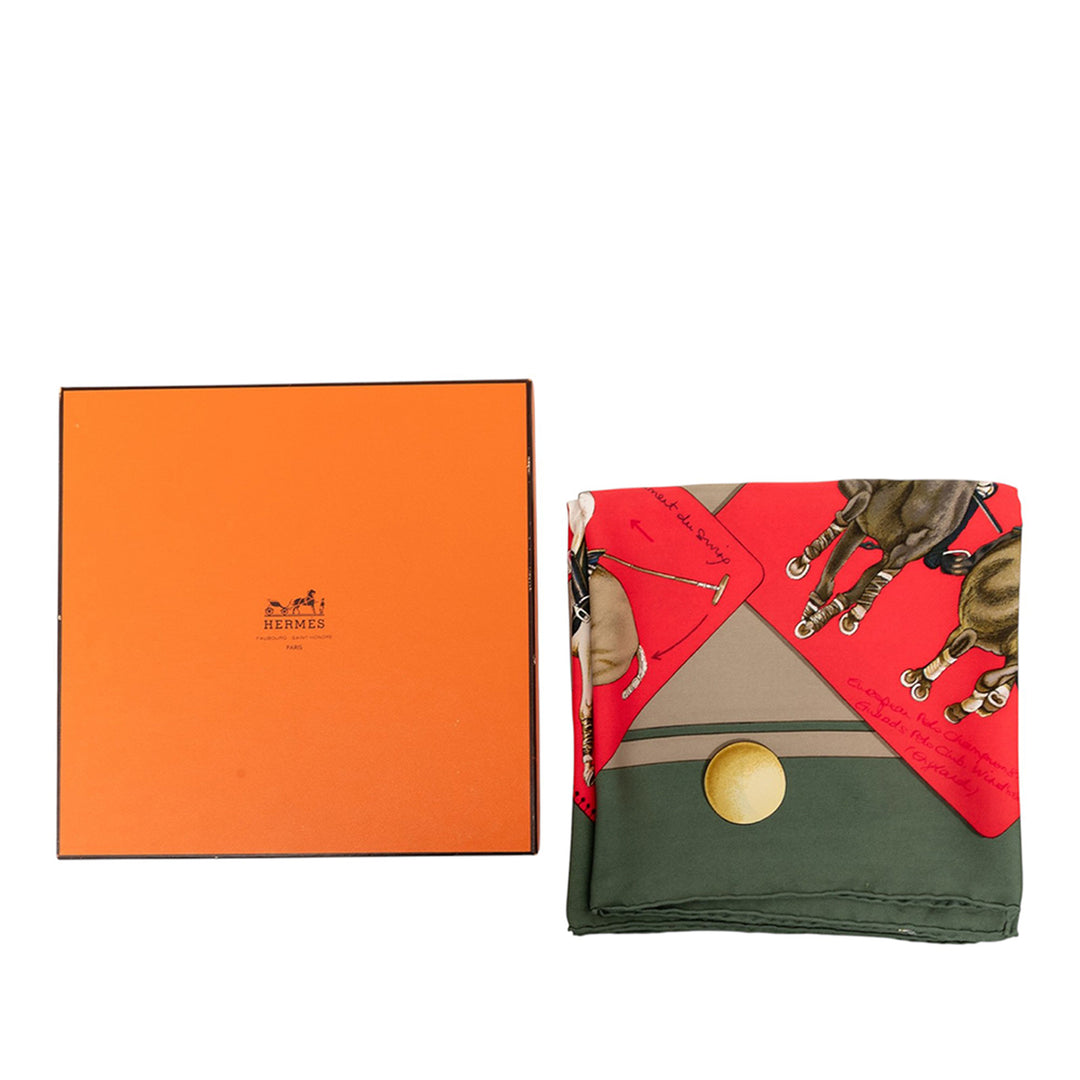 Hermès Le Monde du Polo Soie Foulard 90