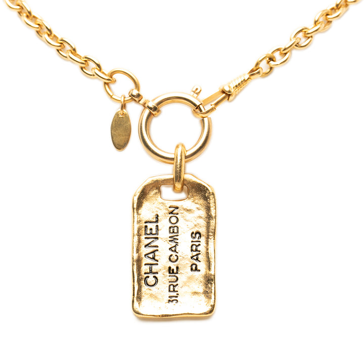 Chanel plaqué 31 Rue Cambon Plaque Pendant Collier