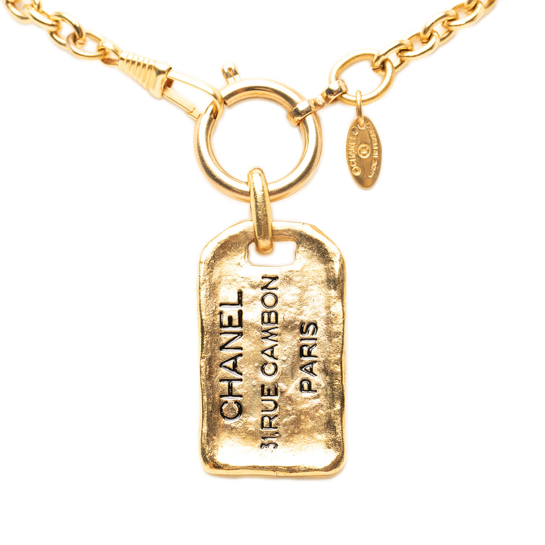Chanel plaqué 31 Rue Cambon Plaque Pendant Collier