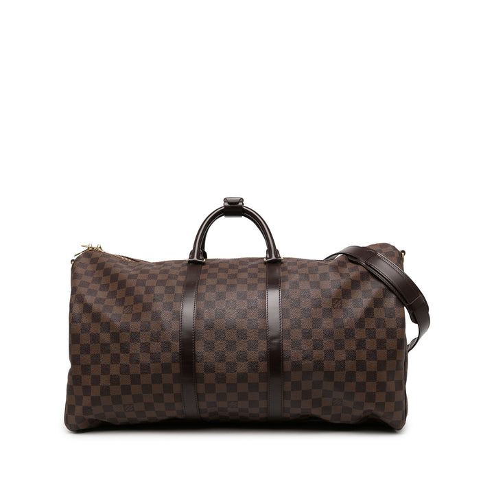 Louis Vuitton Sac de voyage Keepall Bandouliere 55 Damier Ébène Marron – vue principale – GABY PARIS