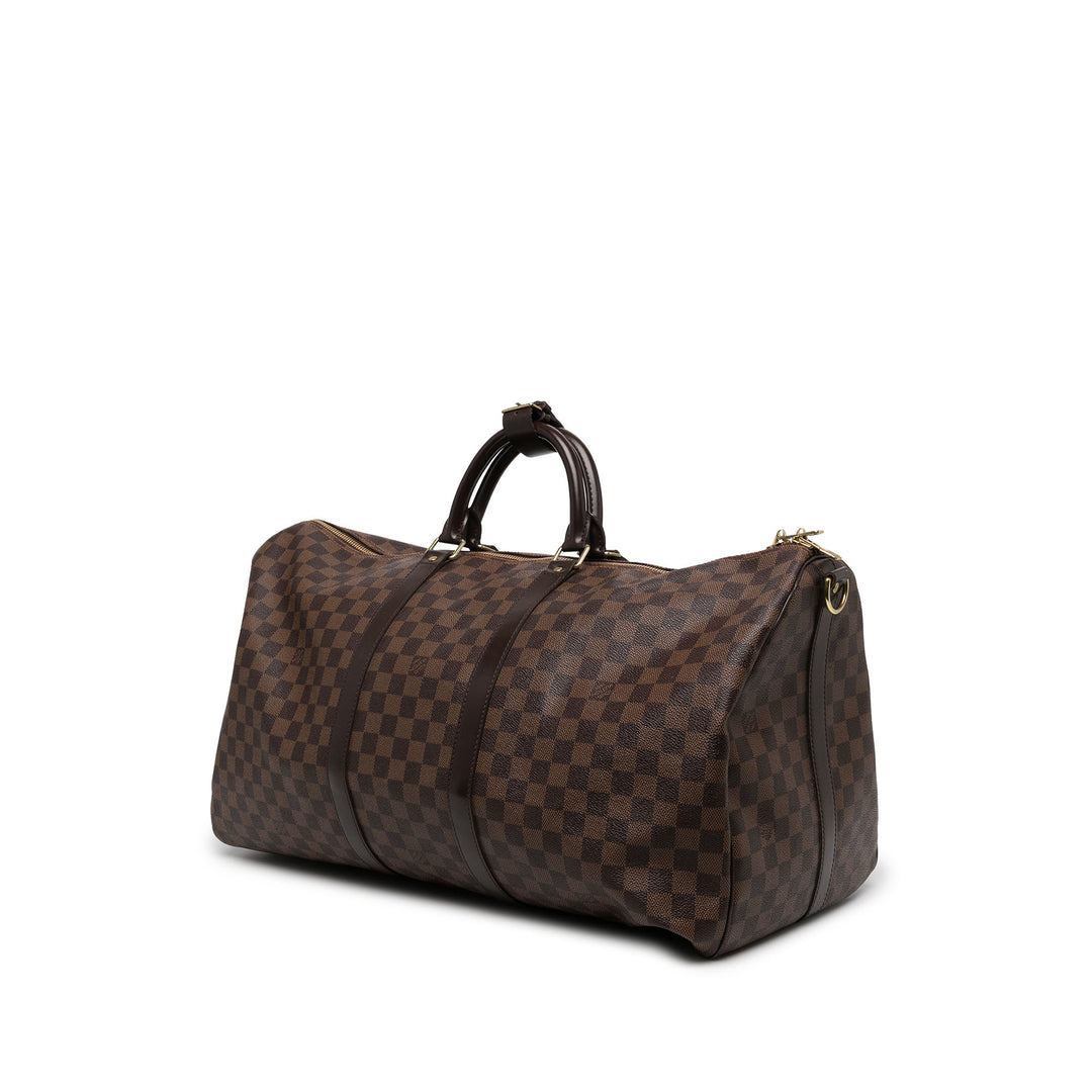 Louis Vuitton Sac de voyage Keepall Bandouliere 55 Damier Ébène Marron – vue 2 – GABY PARIS