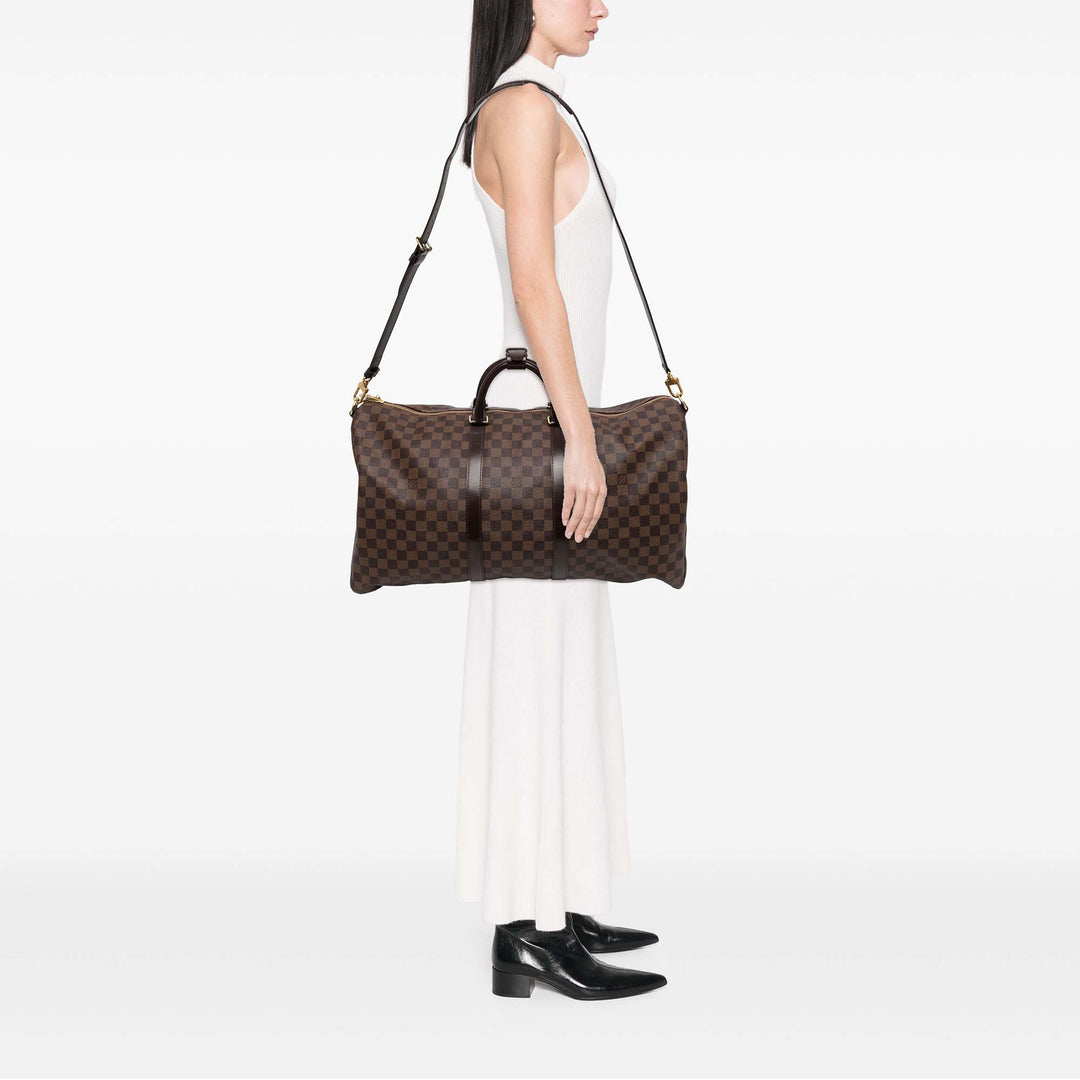 Louis Vuitton Sac de voyage Keepall Bandouliere 55 Damier Ébène Marron – vue 5 – GABY PARIS